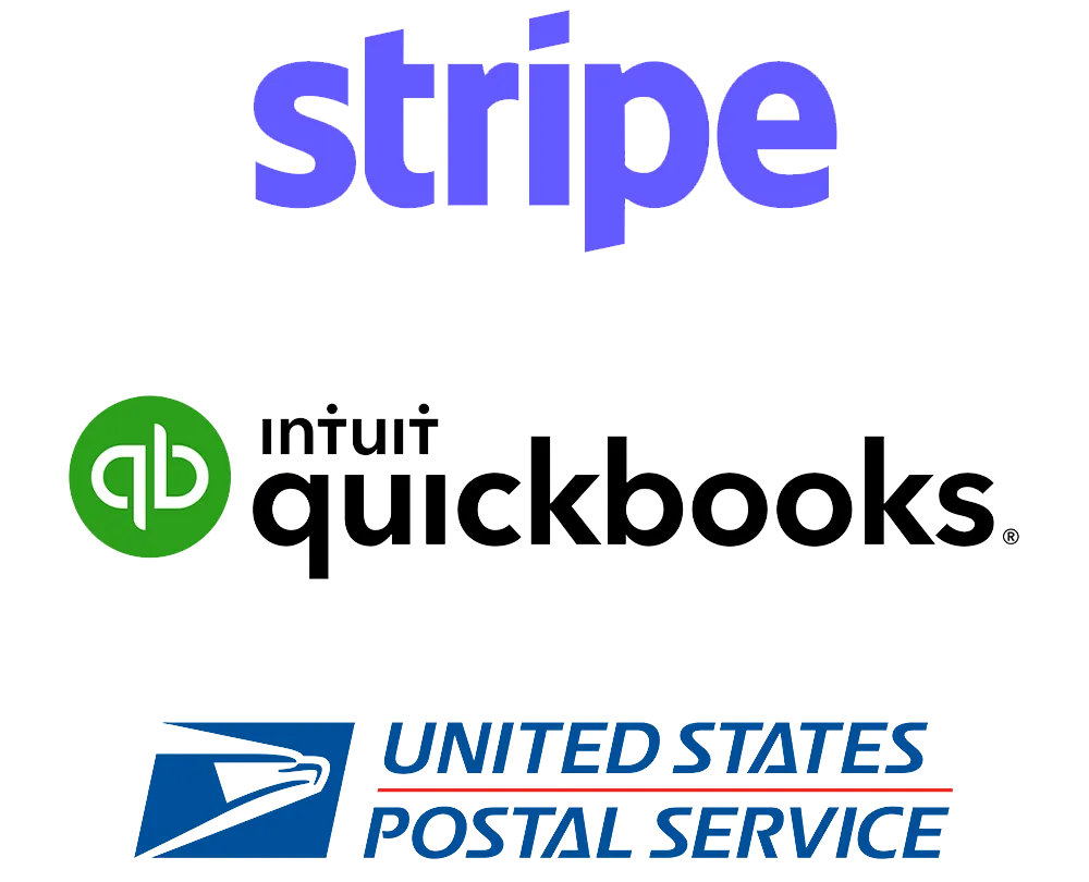 Stripe, QuickBooks, USPS Ecommerce integrations