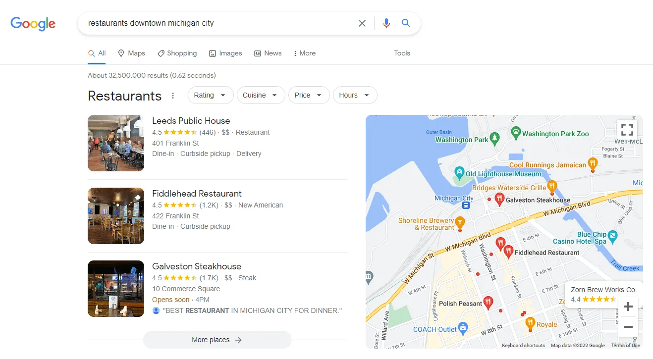organic-search-example-min Restaurants Downtown Michigan City Google Search