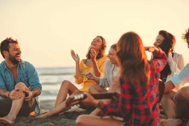 group on beach