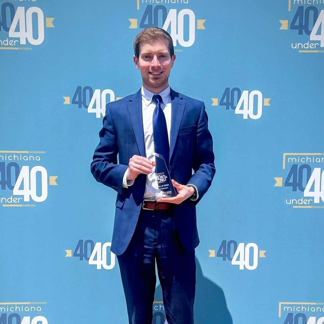 Seth Spencer, Owner & Founder of Sera Group, with Michiana 40 Under 40 Award