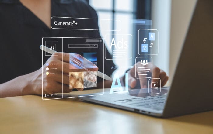 Person utilizing AI on computer to assist them