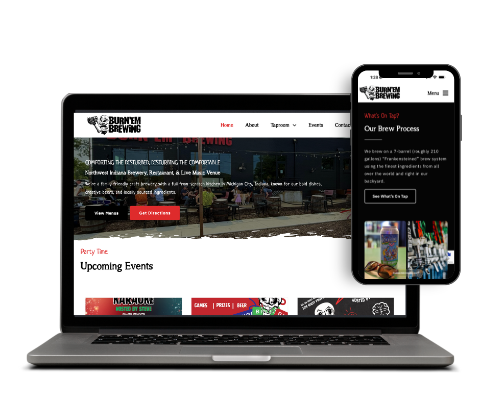 burn em brewing website mockup