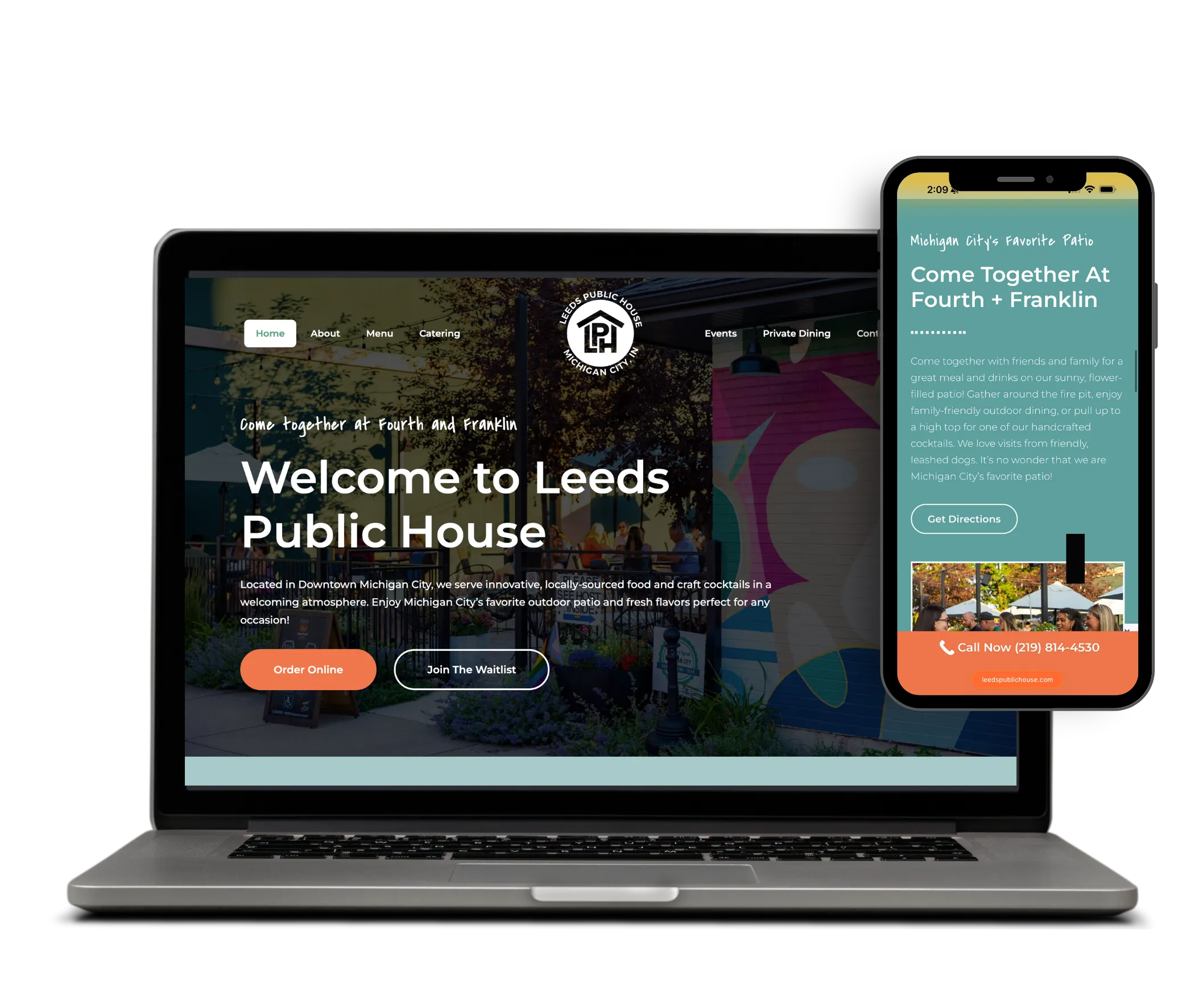 Leeds Public House Website Mockup Melt Kitchen La Porte Website Mockups